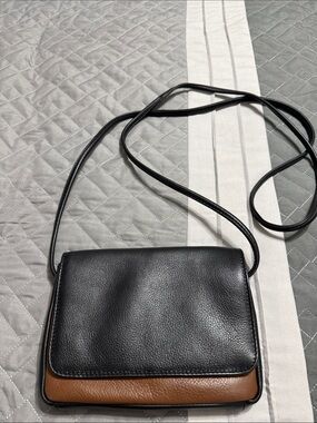 Classic Two-Tone Black and Brown Crossbody Bag
